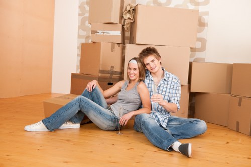 Acton office relocation showing packed boxes and furniture preparation