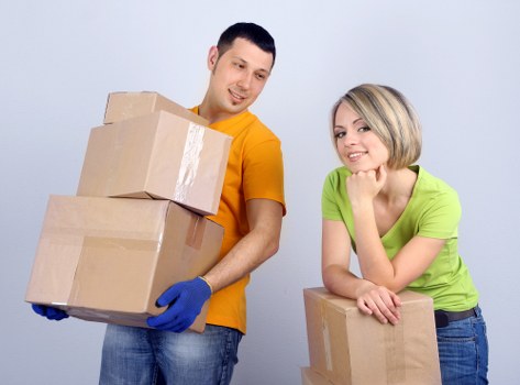 Packing materials and labeled boxes used by Acton movers